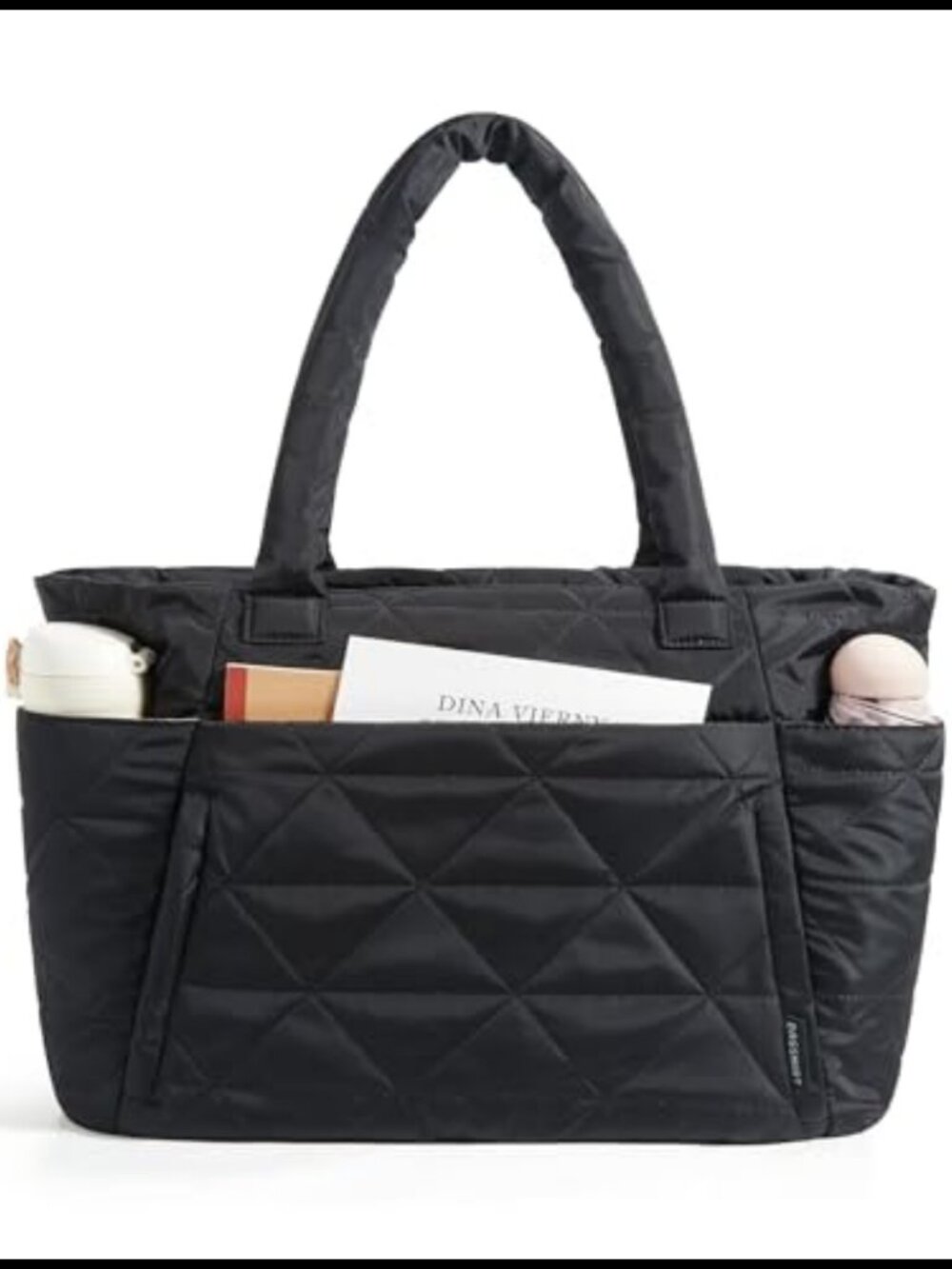 Puffer Tote Bag Lightweight Shoulder Bag Fits 15.6" Laptop Zipper Travel Work